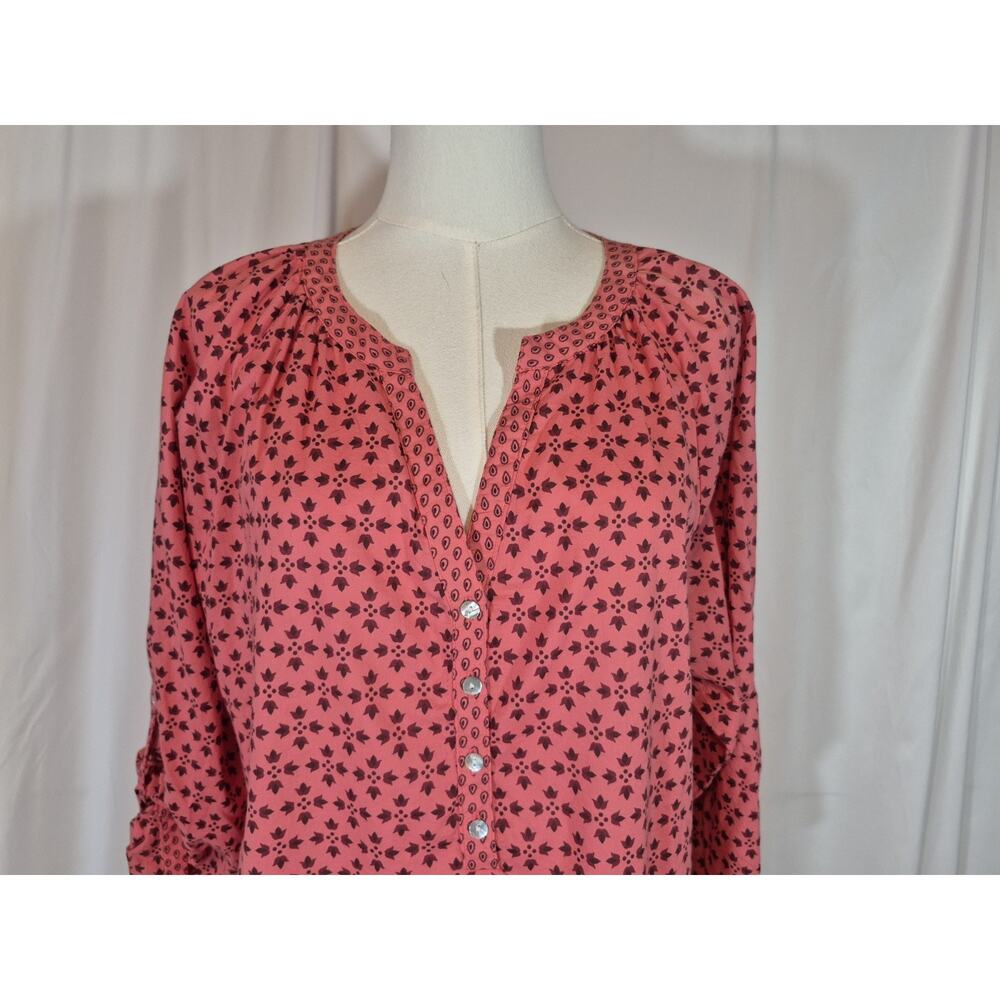 Sundance Womens Pink Floral 100% Cotton V-Neck Blouse Top Large - Picture 2 of 6